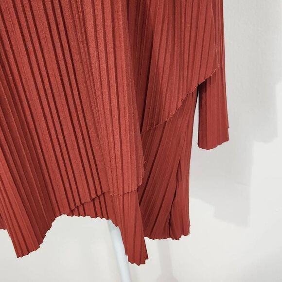 AGB Rust Pleated Blouse Size Large Rust Red Tunic Layered Look Tunic - Picture 3 of 9